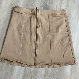 Tan zip up skater skirt